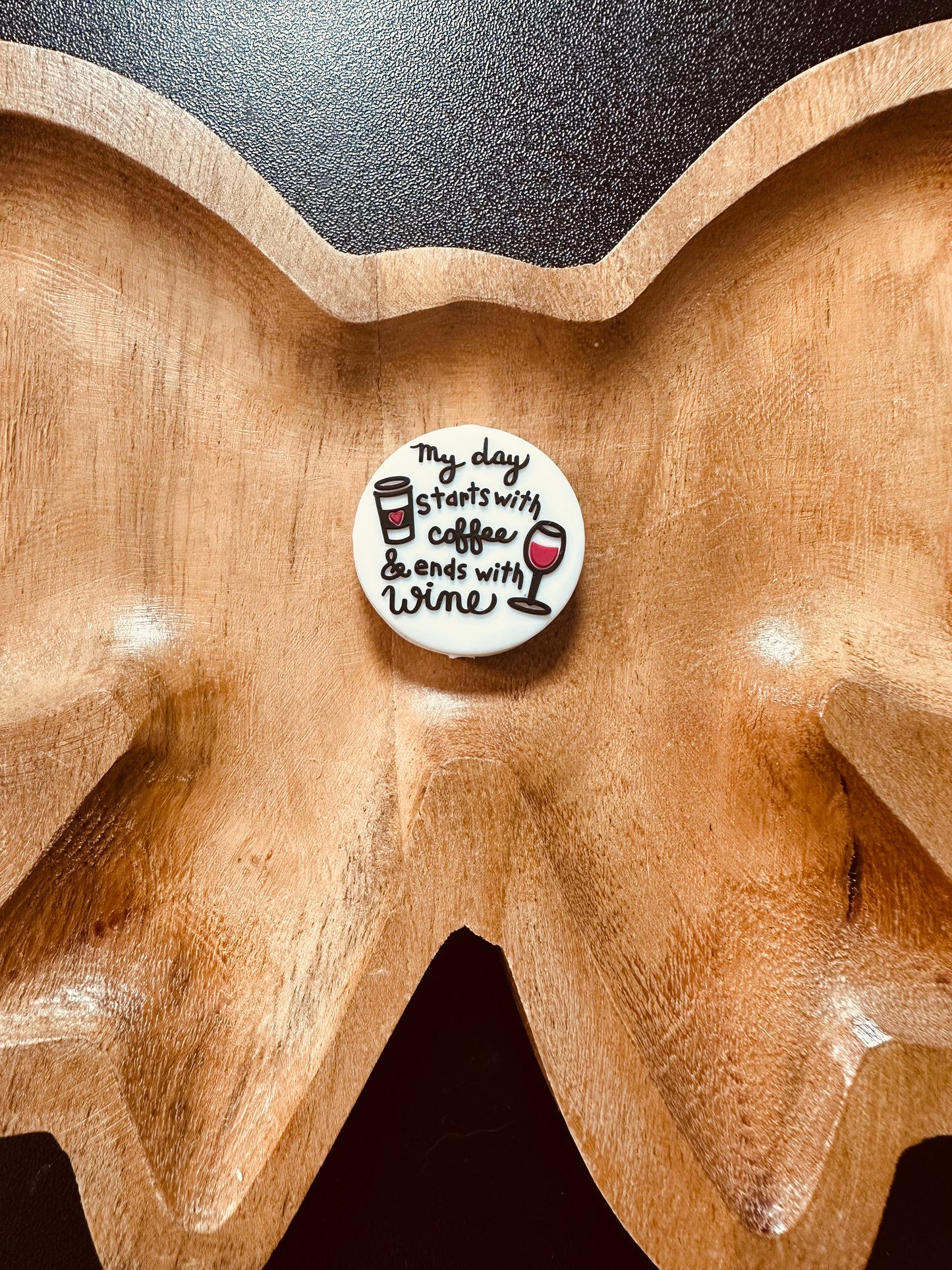 My day starts with coffee and ends with wine