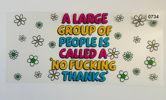 A large group of people is called a no thanks