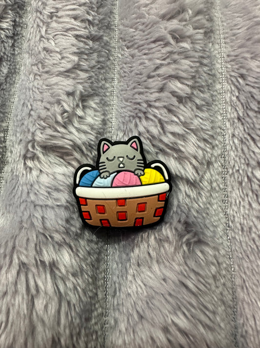 Kitty in a basket of yarn